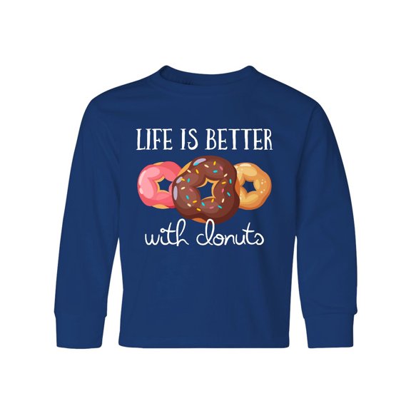 Inktastic Life Is Better With Donuts Long Sleeve Youth T-Shirt