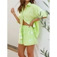 thumbnail image 3 of Michellecmm  Women Shorts Set, Printed Short Sleeve Shirt with Elastic Waist Shorts, 3 of 9