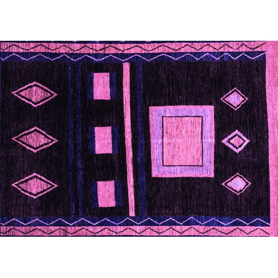Ahgly Company Indoor Rectangle Oriental Purple Modern Area Rugs, 5' x 8'