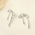 thumbnail image 6 of Eosunjian 1 Pair Women Earrings Irregular Bow Shape Vintage Alloy Electroplated Ear Jewelry Lady Prom Cocktail Party Ear Stud Daily Stud Earrings Silver, 6 of 10