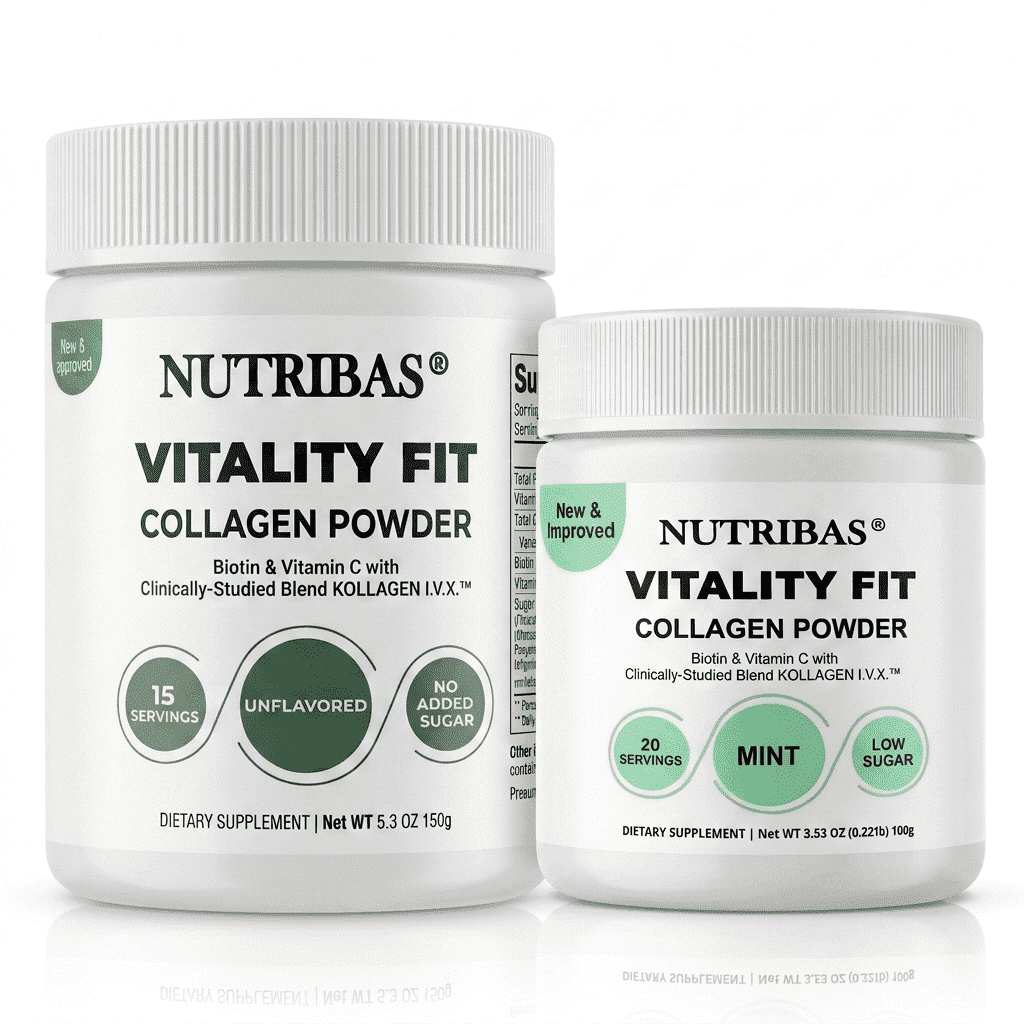Collagen Powder Unflavored and Mint, Types I II III V X, Protein Peptides Supplement, with Biotin, HA, MCT & Vitamin C, for Beauty Fitness and Energy, Milk Free, 3.53 oz +5.3 oz , 2 Pack