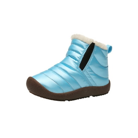 

Difumos Girls Comfort Plush Lined Ankle Bootie Non-Slip Snow Boot Hiking Casual Winter Boots Blue 13c