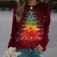 thumbnail image 6 of Womens Holiday Sweatshirts Christmas Outfits Long Sleeve Crewneck Shirt Xmas Tree Snowman Cute Pullover, XXL Wine, 6 of 6