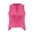 thumbnail image 2 of Tiqkatyck Tank Tops for Women Trendy Women's Spring New Chic V Neck Casual Sleeveless Solid Color Knitted Vest Women's Sleeveless Tunic Tops Summer Tops for Women Hot Pink XXL, 2 of 8