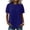 Blue, variant on Womens Red Loose Fit Puff Sleeve Top Wrinkle Resistant Casual Short Sleeve Crew Neck Blouse,Size 2XL