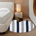 thumbnail image 3 of Navy Blue Gray Striped Large Area Rugs for Bedroom Living Room, Soft Non Slip Carpet Bedside Rug, Farmhouse Stripe Art Round Floor Cover Kitchen Accent Rug 3.3' for Dining Room/Office, 3 of 9