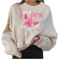 thumbnail image 2 of Fayshow0 Breast Cancer Awareness Accessories T Shirts Save Up under 50% Breast Fashion Women's Casual Long Sleeve Printed Ladies Short Sweatshirts Tops,Beige XL, 2 of 9