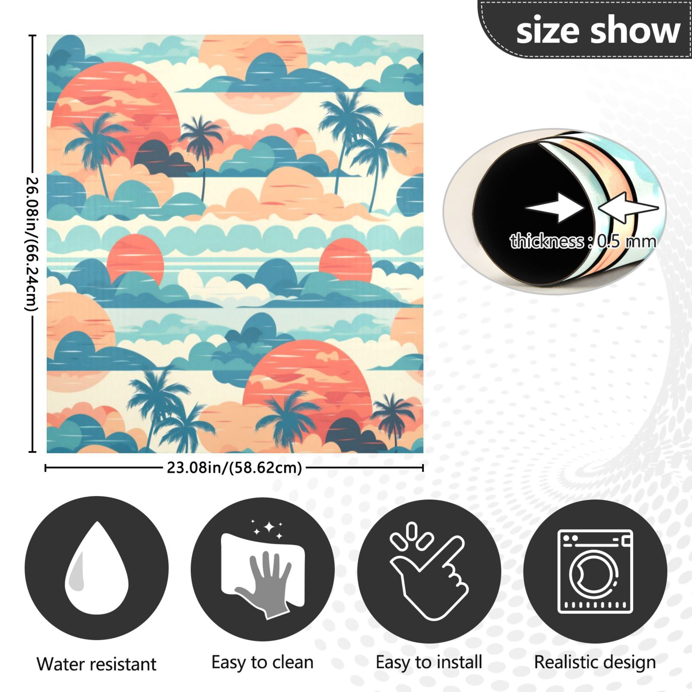 Dishwasher Magnetic Sticker 23x26 Inch Refrigerator Magnetic Sticker Washing Machine Magnetic Sticker Kitchen Panel Magnetic Sticker Home Decor The Sunrise Coconut Tree