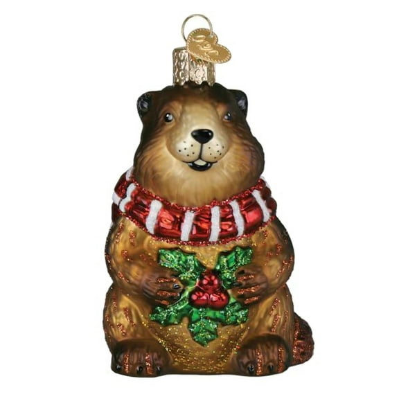Old World Christmas Blown Glass Ornament for Christmas Tree, Merry Marmot
