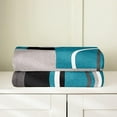 thumbnail image 3 of Modern Turquoise Decor Blanket Gray Black Blue Stripe Geometric Throw Blanket Throw 50x60 Retro Circle Swirls Fleece Blanket Modern Abstract Texture Color Art Bed Blanket, 3 of 5