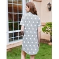 thumbnail image 3 of Ekouaer Nightgowns for Women Button Down Nightshirt Short Sleeve V Neck Nightdress Classic Boyfriend Sleepshirt Light Blue M, 3 of 5