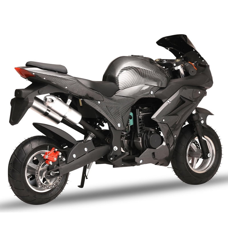 Floseru 49cc Gas Dirt Bike 4-Stroke Gas Power Motorcycle Mini Bike, Off Road Mini Motocross, Pocket Motorbike with Front Rear Disc Brakes, Racing Max Speed 25MPH, Dual Headlights
