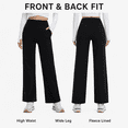 thumbnail image 2 of Feekit Women's Fleece Lined Wide Leg Yoga Pants, High Waisted Stretch Lounge Pants with 2 Deep Pockets, 2 of 8