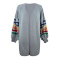 thumbnail image 4 of Oversized Cardigans Women Over Warm Rainbow Stripe Print Long Sleeve Open Front Fashion Outwear Sweater Tops Work Cardians, 4 of 9