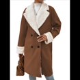 thumbnail image 2 of Abrigos de Invierno de Larga con Solapa Forrada para Mujer, Chaqueta Larga y Cálida con Doble Botonadura, Abrigo de Felpa. Marrón Oscuro XL, 2 of 7