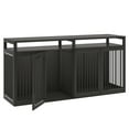 thumbnail image 6 of ChVans 87" Large Farmhouse Dog Crate TV Stand, Wooden Dog Crate Furniture with 4 Lockable Doors/Solid Metal Tube, XL-XXL Heavty Duty Dog Crates Furniture for 2 Medium or Large Dogs, Black, 6 of 7