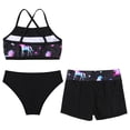 thumbnail image 4 of YONGHS Kids Girls Flower Printed Swim Trunks with Top Set Rashguard Swimsuit 3 Pieces Bathing Suit Black-B 10, 4 of 5