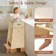 thumbnail image 3 of Robud Toddler Standing Tower with Step Stool Set, 2-in-1 Wooden Kitchen Stool for Kids, Adjustable Height Toddler Tower for Kitchen & Bathroom, Learning Tower with Blackboard for 2 Year+, 3 of 10