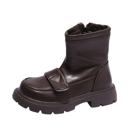 

Size 11 Toddler Girl Boots Fashionable Winter Children Boots Boys And Girls Ankle Boots Thick Sole Non Slip Plush Warm Comfortable Side Zipper Comfortable