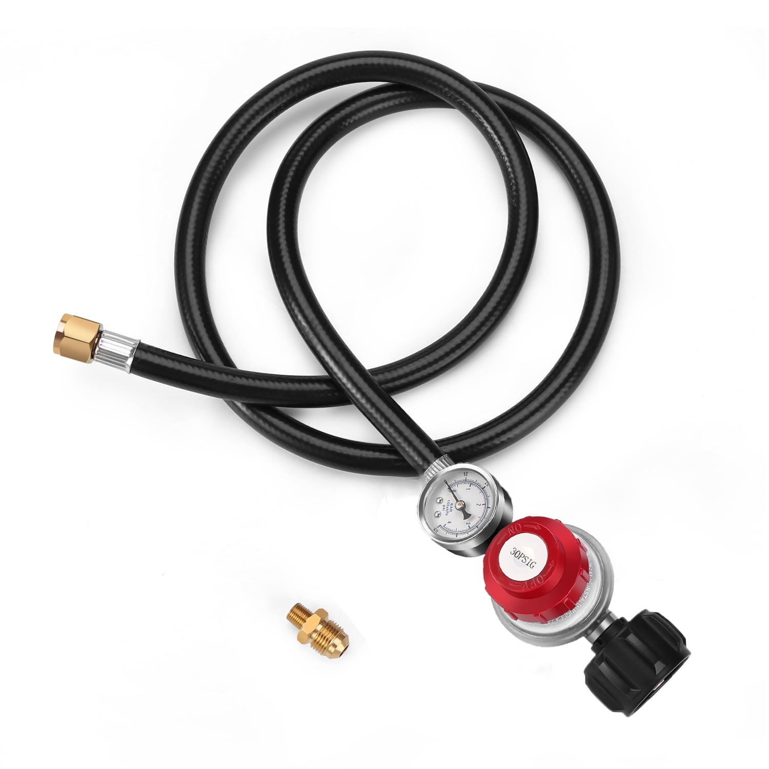 WADEO 4FT 030PSI Adjustable High Pressure Propane Regulator with Hose