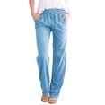thumbnail image 2 of Women's Wide Leg  Pants Loose Linen Drawstring Cropped Pants Trousers  M Apricot, 2 of 6