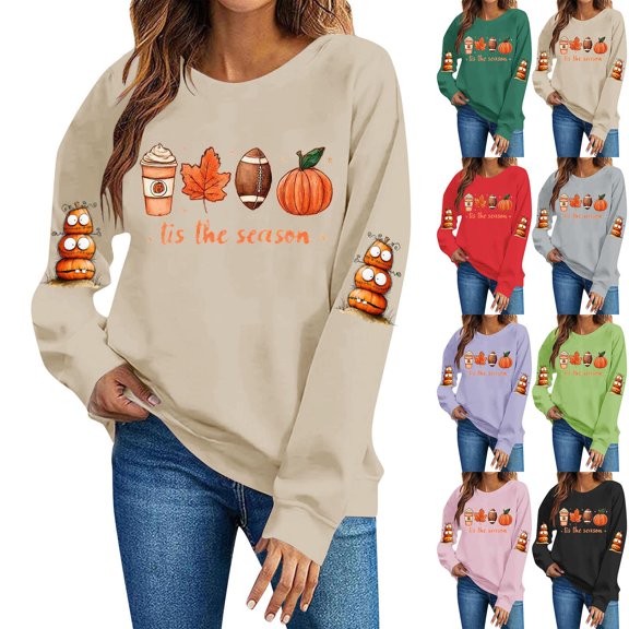 Aboser Halloween Pumpkin Sweatshirt Women Graphic Long Sleeve Shirts Cozy Crewneck Pullover Sweatshirts Spooky Party Outfits