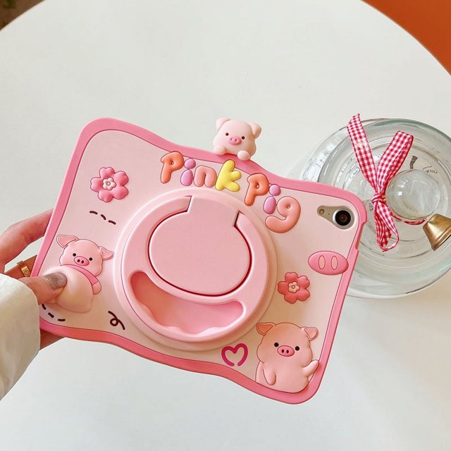 Sanrio Cinnamoroll Silicone Case For iPad 7/8/9/10th Gen Cover iPad Mini 2 3 4 5 Air 4 5 Protection Case 360 Rotatable Bracket