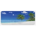 thumbnail image 1 of Ocean Kitchen Mat, Coastline Seascape Lagoon with Palm Leaf and Clouds Freedom Holiday Idyllic, Plush Decorative Kitchen Mat with Non Slip Backing, 47" X 19", White Blue Green, by Ambesonne, 1 of 1