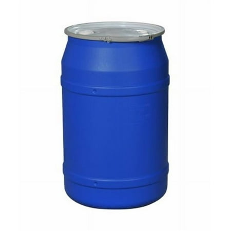 Eagle 1656MBBG Straight Sided Drum with Metal Band and Plastic Lid with Bungs 55 gal Blue x Large