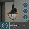 thumbnail image 3 of Dunlap 1 Light Textured Black Coastal Outdoor Wall Lantern Clear Glass, 3 of 8