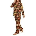 thumbnail image 3 of Garronmavis Boho Floral 2 Piece Pajama Set Long Sleeve Button-Down Sleepwear Soft Comfy PJS Casual V Neck Lounge Sets Loungewear Sleep Clothes, 3 of 7