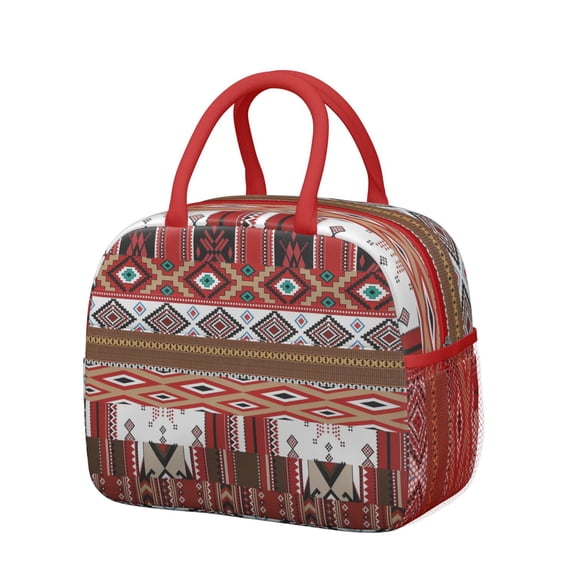 Tribal Patterns Lunch Bag - Waterproof & Thermal Insulated, Stylish Design for Women (Nordic Floral)