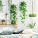 thumbnail image 4 of Paquete de 2 plantas artificiales colgantes con cestas, hiedra de hoja verde sintética, plantas colgantes de pared para el hogar, jardín, dormitorio, fiesta, decoración de boda (cestas 2 unidades), 4 of 5