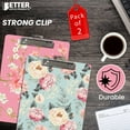 thumbnail image 2 of Fashion Clipboard (2 Pack), Standard A4 Letter Size, 12.5" x 9", Wooden Clipboard, Low Profile Clip with Retractable Hanging Tab, Decorative Clipboard, by Better Office Products (Floral Designs), 2 of 5