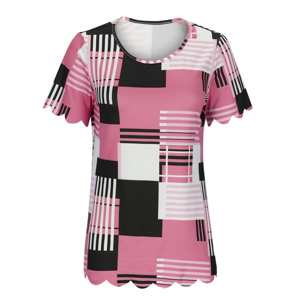 Fiudx Ofertas Flash Del Día Solo En Línea Blusa de Manga Corta a La Moda para Mujer, Camiseta Estampada, Top Informal