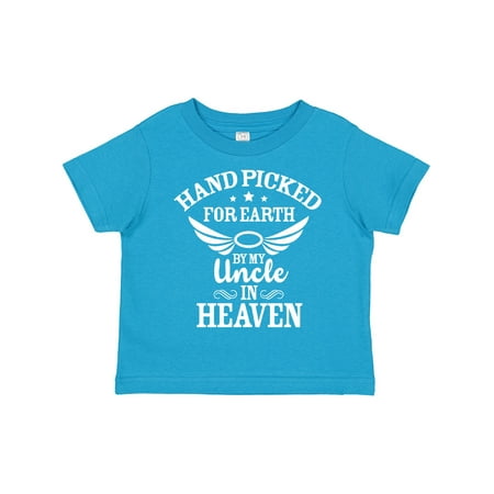 

Inktastic Handpicked for Earth by My Uncle in Heaven with Angel Wings Gift Toddler Boy or Toddler Girl T-Shirt
