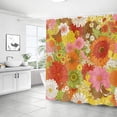 thumbnail image 2 of Extra Long Shower Curtain 72x84 inch Length, Orange Yellow Pink White Vintage Floral Shower Curtain Set for Bathroom, Water Resistant Polyester Fabric Machine Washable, 2 of 5