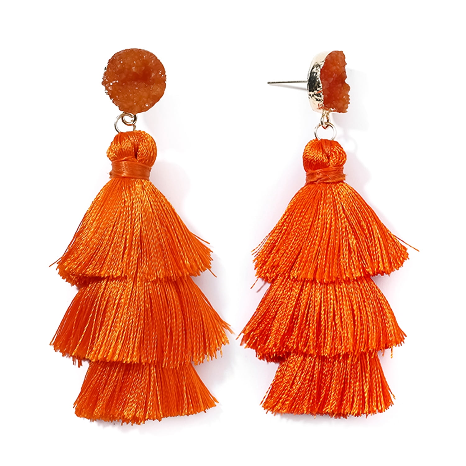 TNT Orange Yarn Earrings