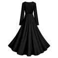 thumbnail image 6 of Huowey Halloween Witch Women Gothic Skeleton Dresses Elegant Cosplay Party Gown Slim Fit Long Sleeve V-Neck Trendy Trick Or Treat Dress,Black,L, 6 of 6