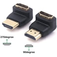 thumbnail image 1 of Adaptador HDMI Conector HDMI en ángulo de 90 grados y 270 grados Ángulo recto Macho a hembra 4K 3D Paquete de 2, 1 of 2