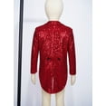 thumbnail image 6 of Miutii Kids Boys Sequin Tailcoat Tuxedo Jacket Open Front Dressy Suit Blazer Party Wedding Formal Burgundy 8, 6 of 7