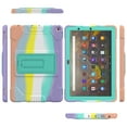 thumbnail image 2 of Kids Case for Amazon Fire 10 Pro/10 Plus/HD 10 Tablet(11th Generation, 2021 Release) - Heavy Duty Durable Shockproof Case with Foldable Kickstand Rugged Silicone EVA Cover,Rainbow Green, 2 of 6