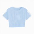 thumbnail image 4 of kpoplk Toddler Girl Clothes Summer Outfit Set Ruffle Sleeve Top and Shorts Soft Stretchy 2 Piece 12M-4T(Sky Blue,7-8 Y), 4 of 6