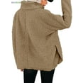 thumbnail image 4 of BadPiggies Women's Lapel Fuzzy Fleece Sweatshirt Casual Loose Pullover Cozy Fluffy Warm Turtleneck Jacket Coat (S, Khaki), 4 of 6