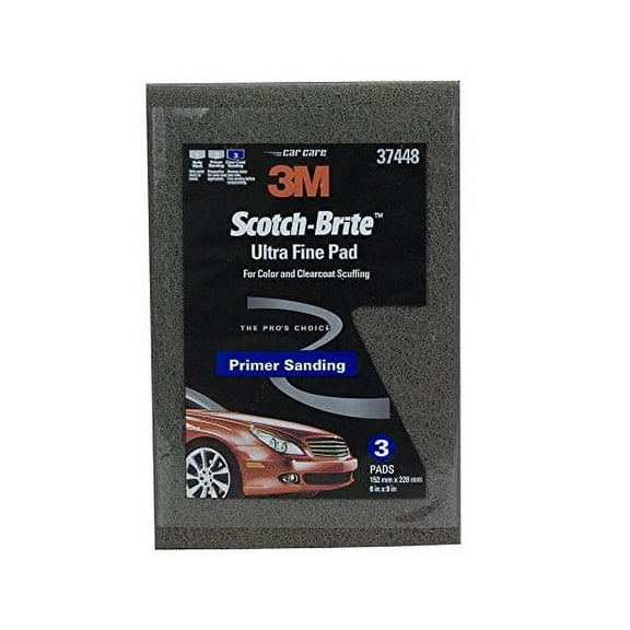 3M 07448 Scotch-Brite Ultra Fine Hand Pads, 6" x 9", 3 Pads