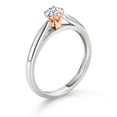 thumbnail image 3 of Gem Stone King 925 Silver and 10K Rose Gold White Zirconia Solitaire Engagement Ring for Women (0.17 Cttw, Gemstone, Round 3.5MM, Size 5), 3 of 4