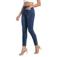thumbnail image 5 of HDE Women's Pull On Skinny Jeans High Waisted Stretch Denim Jegging with Pockets Dark Blue - M, 5 of 7