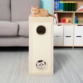 thumbnail image 2 of Pefilos 39" Cat House for Indoor Cats, Cat Condo Scratcher Furniture, Cat Cave Bed with Scratching Posts, 3 Hideaways, 4 Soft Plush Cushion, Beige, 2 of 12