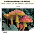 thumbnail image 3 of Peel and Stick Wallpaper Coloful Pink Yellow Red Mushroom Forest Dark Mushrooms Foliage Floral Modern Art Wall Mural Decor Self Adhesive and Removable 100in x 144in, 3 of 8