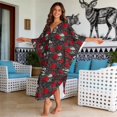 thumbnail image 3 of Xixirimido Gothic Skull Red Roses Print Women Kaftan Dresses Plus Size Beach Cover Up Deep V-Neck Batwing Sleeves Swimsuit Coverups Summer Caftan Dress, 3 of 7